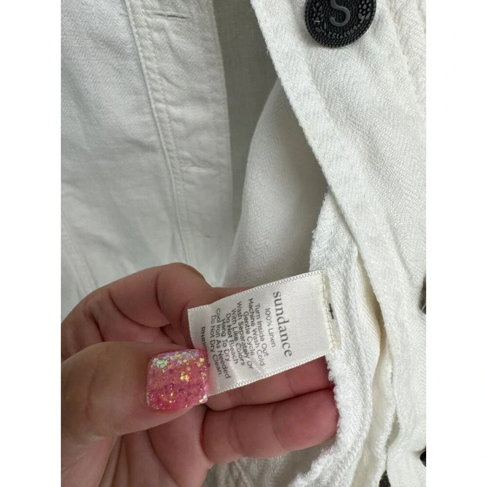 Sundance Women's White 100% Linen Long Sleeve Meryl Jacket Size Medium